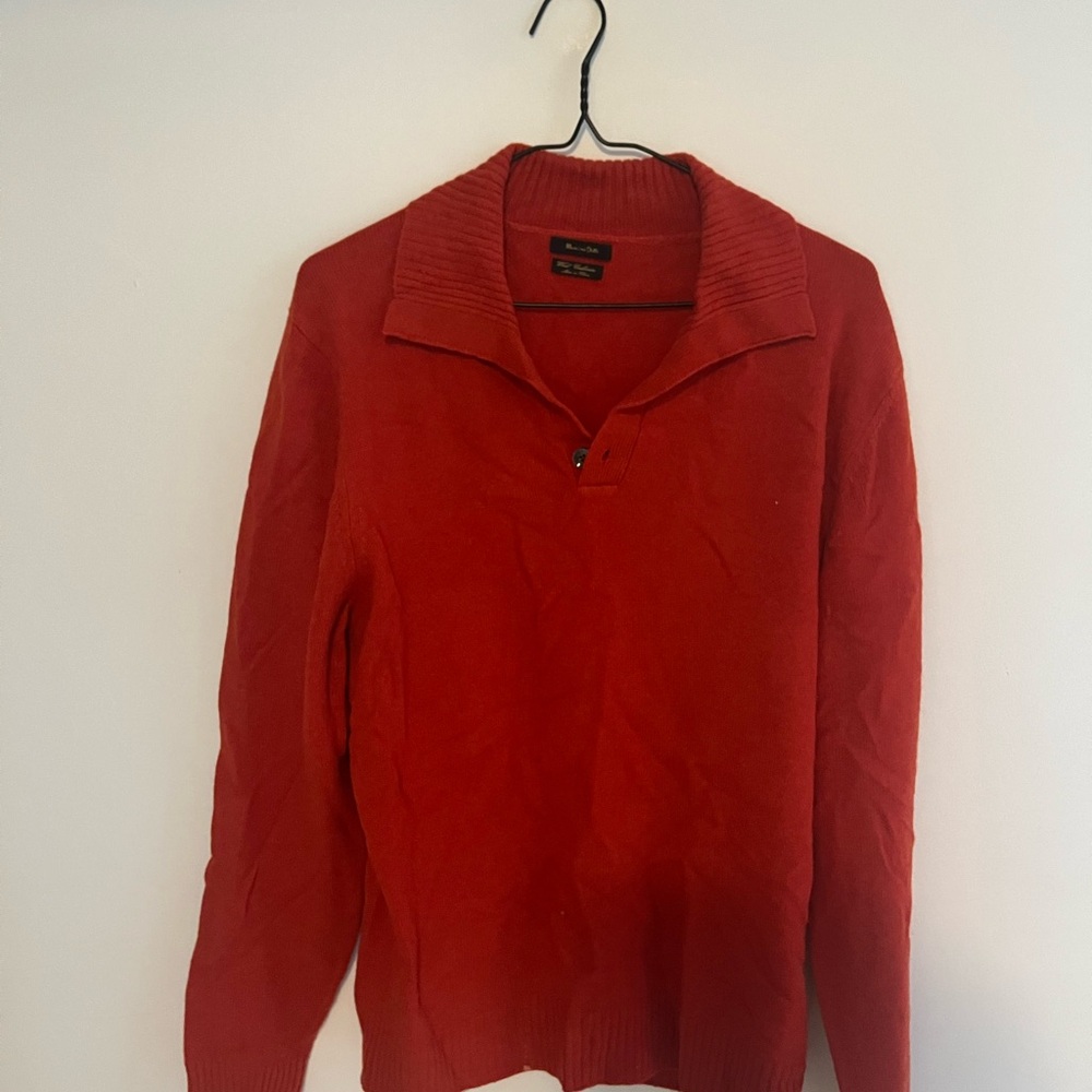Massimo Dutti Red Zip Up Sweater